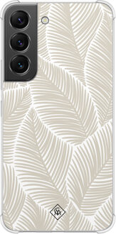 Casimoda Samsung Galaxy S22 shockproof hoesje - Palmy leaves beige Bruin/beige