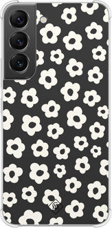Casimoda Samsung Galaxy S22 shockproof hoesje - Retro bloempjes Zwart