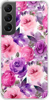 Casimoda Samsung Galaxy S22 shockproof hoesje - Rosy blooms Paars