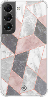 Casimoda Samsung Galaxy S22 shockproof hoesje - Stone grid Roze
