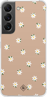 Casimoda Samsung Galaxy S22 shockproof hoesje - Sweet daisies Bruin/beige
