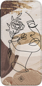 Casimoda Samsung Galaxy S23 FE flipcase - Abstract gezicht bruin Bruin/beige