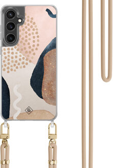 Casimoda Samsung Galaxy S23 FE hoesje met beige koord - Abstract dots Bruin/beige