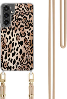 Casimoda Samsung Galaxy S23 FE hoesje met beige koord - Golden wildcat Bruin/beige