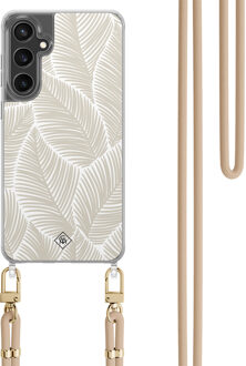 Casimoda Samsung Galaxy S23 FE hoesje met beige koord - Palm leaves beige Bruin/beige