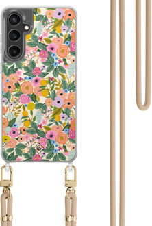 Casimoda Samsung Galaxy S23 FE hoesje met beige koord - Pink garden Roze