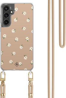 Casimoda Samsung Galaxy S23 FE hoesje met beige koord - Sweet daisies Bruin/beige