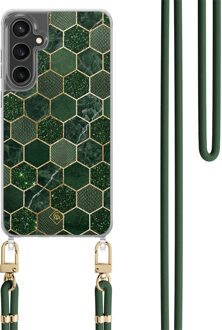 Casimoda Samsung Galaxy S23 FE hoesje met groen koord - Kubus groen