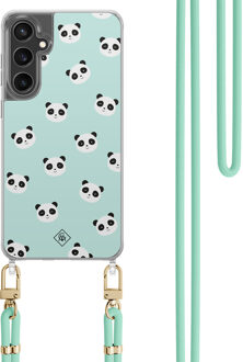 Casimoda Samsung Galaxy S23 FE hoesje met mint koord - Panda print