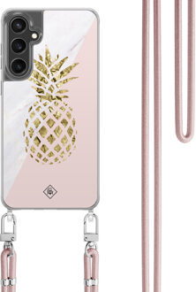 Casimoda Samsung Galaxy S23 FE hoesje met rosegoud koord - Ananas Roze