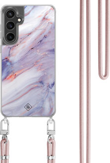 Casimoda Samsung Galaxy S23 FE hoesje met rosegoud koord - Marmer paars