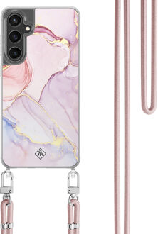 Casimoda Samsung Galaxy S23 FE hoesje met rosegoud koord - Purple sky Paars