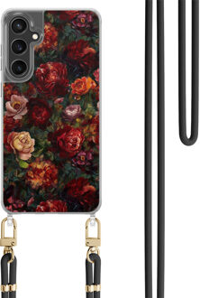 Casimoda Samsung Galaxy S23 FE hoesje met zwart koord - Floral garden Rood