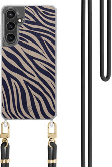 Casimoda Samsung Galaxy S23 FE hoesje met zwart koord - Wavy twist Blauw