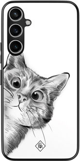 Casimoda Samsung Galaxy S23 FE hoesje - Peekaboo kat Grijs/zilverkleurig