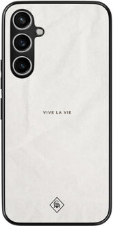 Casimoda Samsung Galaxy S23 FE hoesje - Vive la vie Grijs/zilverkleurig