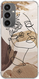 Casimoda Samsung Galaxy S23 FE shockproof hoesje - Abstract gezicht bruin Bruin/beige