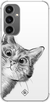 Casimoda Samsung Galaxy S23 FE shockproof hoesje - Kat kiekeboe Grijs/zilverkleurig
