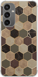 Casimoda Samsung Galaxy S23 FE shockproof hoesje - Kubus groen bruin Bruin/beige