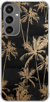 Casimoda Samsung Galaxy S23 FE shockproof hoesje - Palmbomen Zwart, Goudkleurig