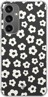 Casimoda Samsung Galaxy S23 FE shockproof hoesje - Retro bloempjes Zwart
