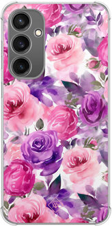 Casimoda Samsung Galaxy S23 FE shockproof hoesje - Rosy blooms Paars