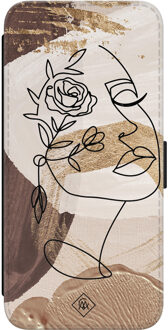 Casimoda Samsung Galaxy S23 flipcase - Abstract gezicht bruin Bruin/beige
