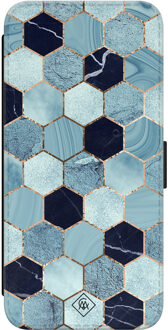 Casimoda Samsung Galaxy S23 flipcase - Blue cubes Blauw