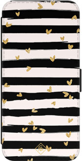 Casimoda Samsung Galaxy S23 flipcase - Hart streepjes Zwart, Goudkleurig