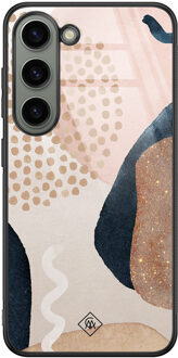 Casimoda Samsung Galaxy S23 glazen hardcase - Abstract dots Bruin/beige