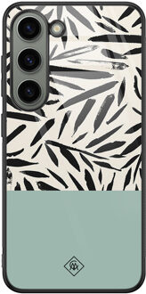 Casimoda Samsung Galaxy S23 glazen hardcase - Abstract mint palms