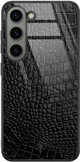 Casimoda Samsung Galaxy S23 glazen hardcase - Croco zwart
