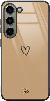 Casimoda Samsung Galaxy S23 glazen hardcase - Hart bruin Bruin/beige