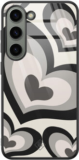 Casimoda Samsung Galaxy S23 glazen hardcase - Hart swirl zwart