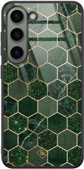 Casimoda Samsung Galaxy S23 glazen hardcase - Kubus groen