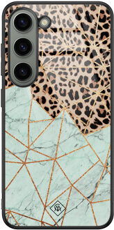 Casimoda Samsung Galaxy S23 glazen hardcase - Luipaard marmer mint Bruin/beige, Mint