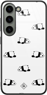 Casimoda Samsung Galaxy S23 glazen hardcase - Panda Zwart
