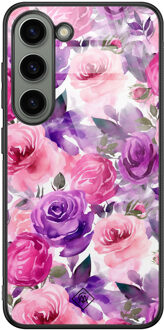 Casimoda Samsung Galaxy S23 glazen hardcase - Rozen lila Paars