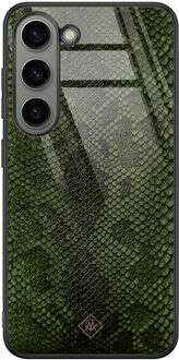 Casimoda Samsung Galaxy S23 glazen hardcase - Snake mix Groen