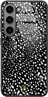 Casimoda Samsung Galaxy S23 glazen hardcase - Stippen zwart