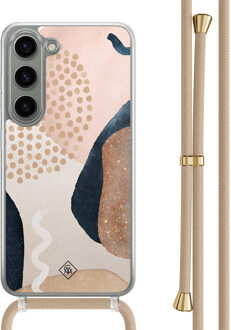 Casimoda Samsung Galaxy S23 hoesje met beige koord - Abstract dots Bruin/beige