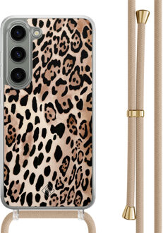 Casimoda Samsung Galaxy S23 hoesje met beige koord - Golden wildcat Bruin/beige