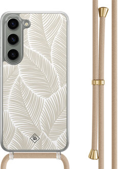 Casimoda Samsung Galaxy S23 hoesje met beige koord - Palm leaves beige Bruin/beige