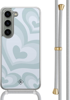 Casimoda Samsung Galaxy S23 hoesje met grijs koord - Hart swirl blauw