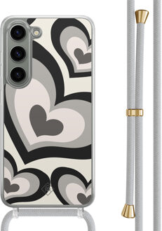 Casimoda Samsung Galaxy S23 hoesje met grijs koord - Hart swirl zwart