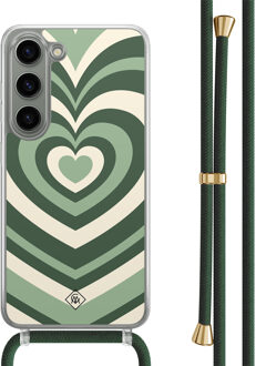 Casimoda Samsung Galaxy S23 hoesje met groen koord - Hart swirl groen Multi
