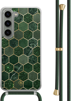 Casimoda Samsung Galaxy S23 hoesje met groen koord - Kubus groen