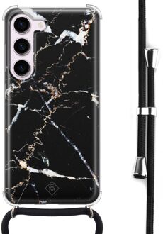 Casimoda Samsung Galaxy S23 hoesje met koord - Marmer zwart