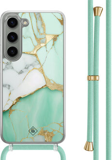 Casimoda Samsung Galaxy S23 hoesje met mint koord - Marmer mintgroen