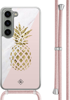 Casimoda Samsung Galaxy S23 hoesje met rosegoud koord - Ananas Roze